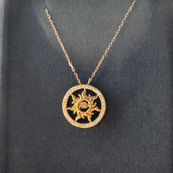 14k Diamond Enchanted Fine Jewelry Rapunzel Sun ☀️ Necklace - Picture 3 of 10